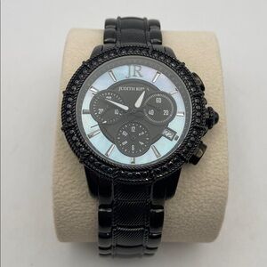 Judith Ripka Stainless Steel Chronograph Textured Watch Black Average